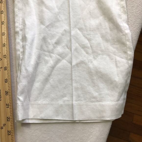Avenue Montaigne white linen blend cropped pull on pants elastic waist 6 Alex - Picture 7 of 9